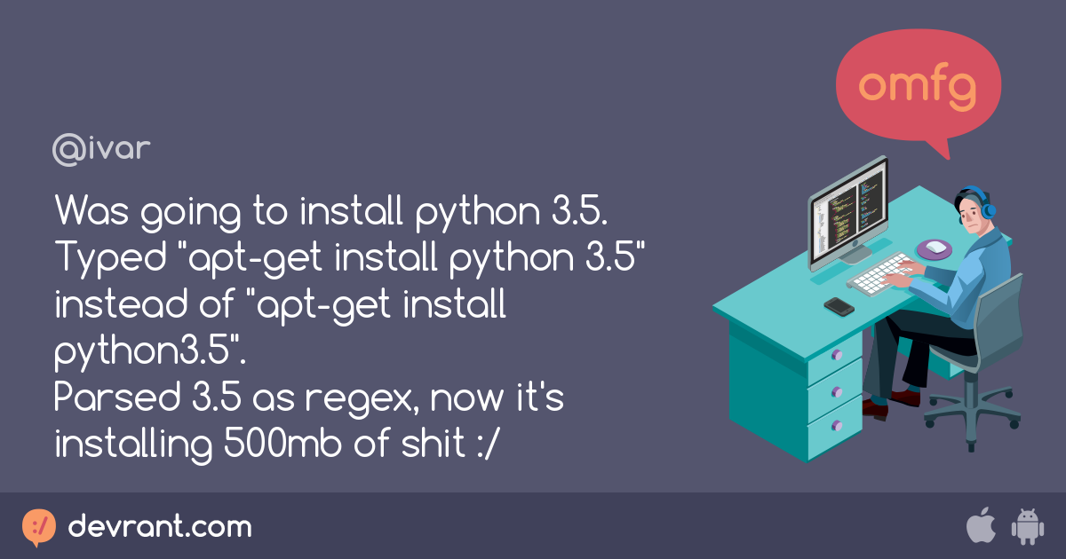 apt-get - Was going to install python 3.5. Typed 