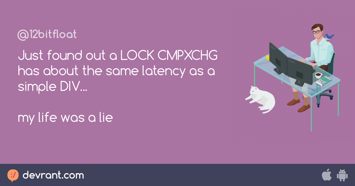x86 Just found out a LOCK CMPXCHG has about the same latency as a