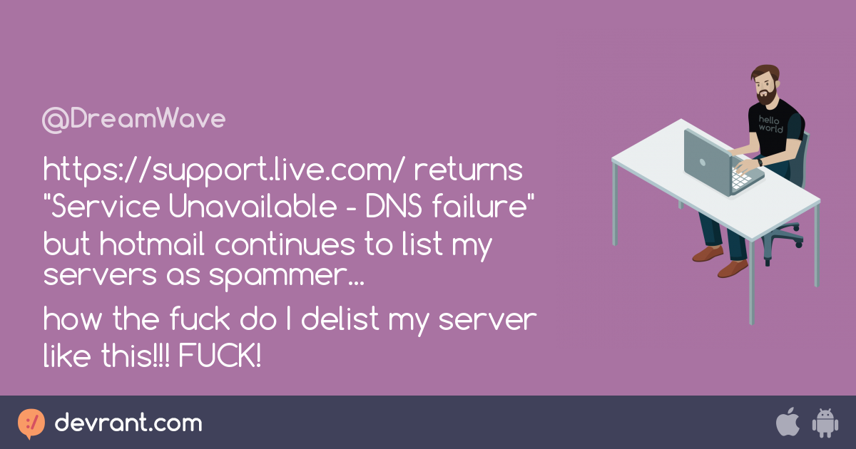 Service unavailable dns failure что это